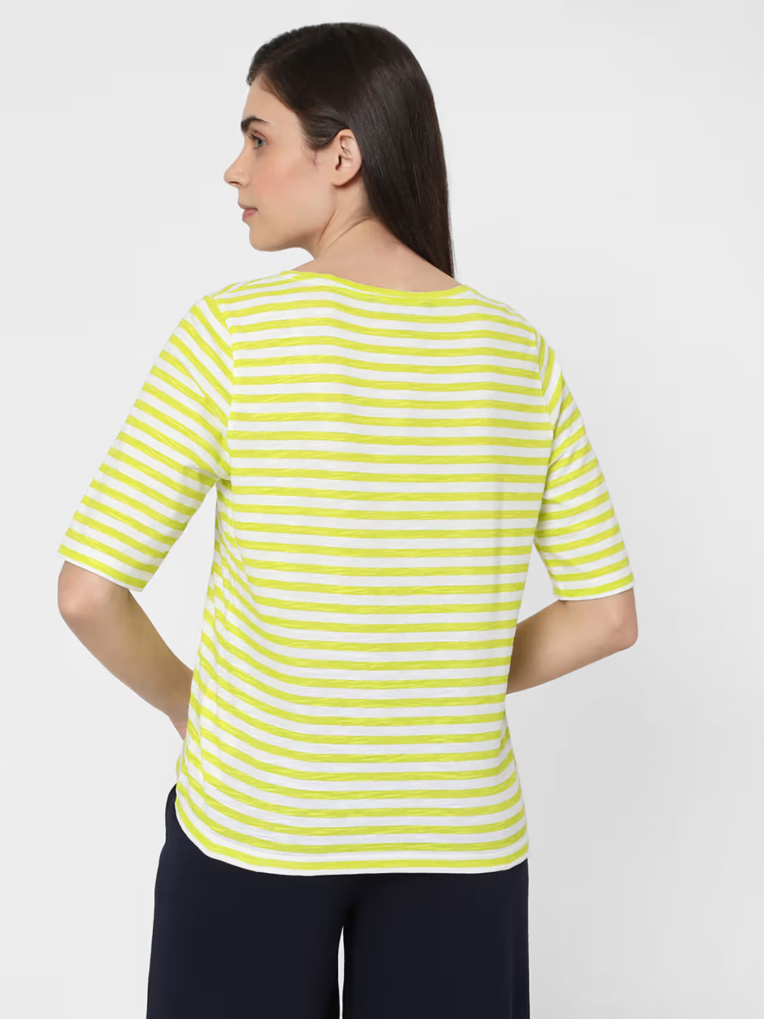 Vero Moda Striped Crew-Neck Front-Knot T-Shirt