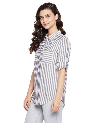 VERO MODA Women Striped Shirt With Patch Pockets