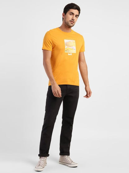 Levi's Bulbine Yellow Pure Cotton Regular Fit Printed T-Shirt