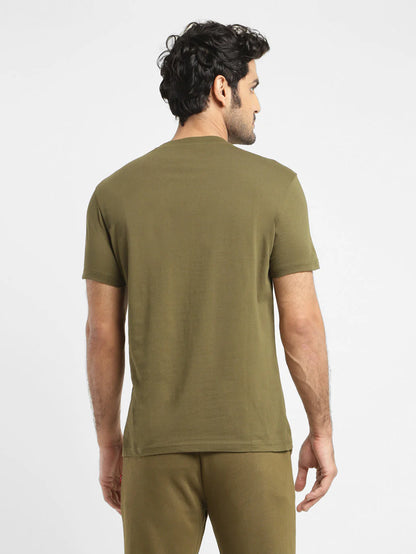 Men's Graphic Print Slim Fit T-shirt Olive