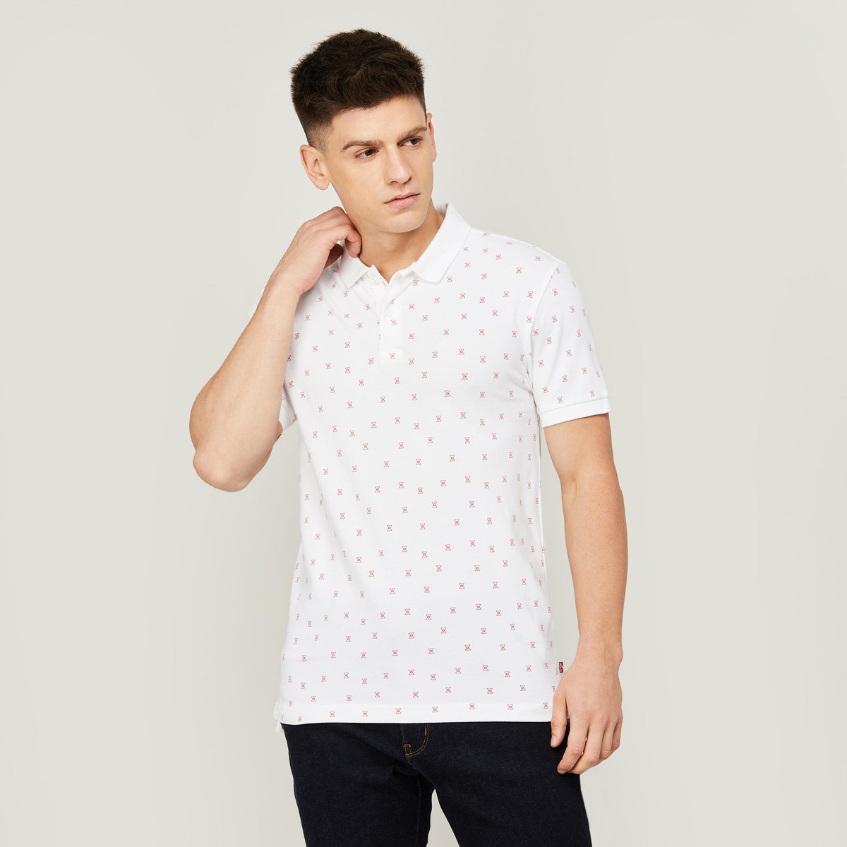 Levi's Men Printed Regular Fit Polo T-shirt White