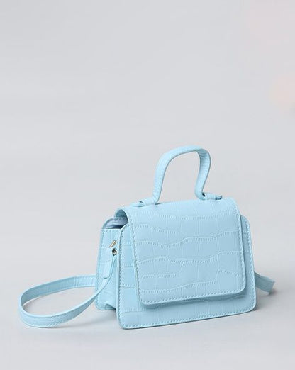 Women Croc Embossed Sling Bag With Handle