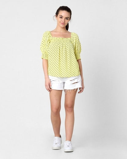 ONLY Micro-Dot Print Square-Neck Top