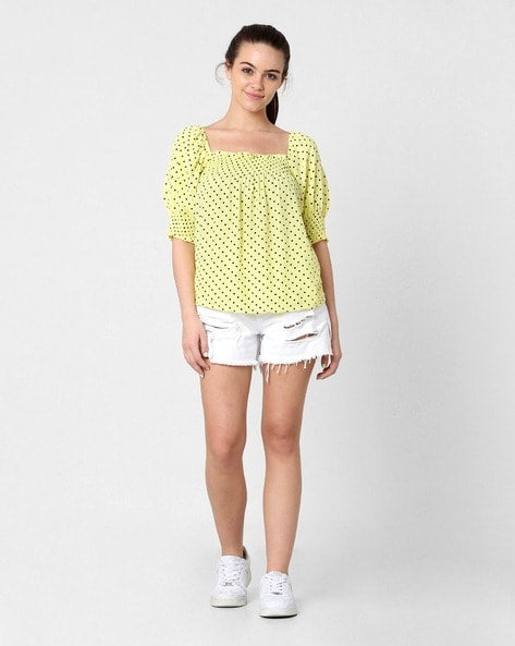 ONLY Micro-Dot Print Square-Neck Top