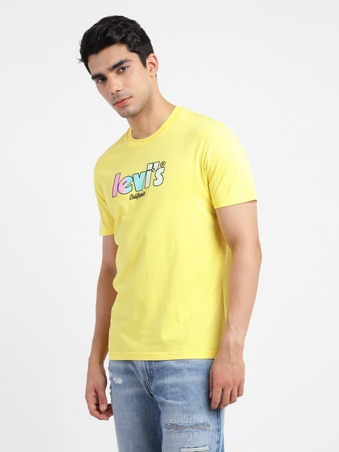 Levi's Lemon Yellow Regular Fit Logo Printed T-Shirts