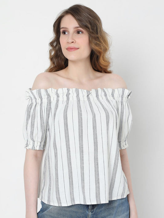 Women's Stripped Off-Shoulder Top