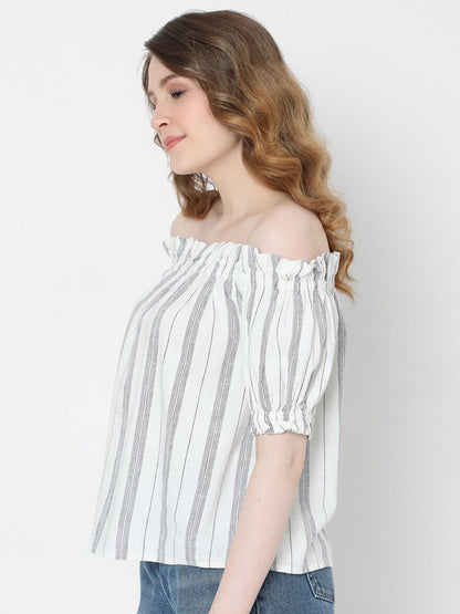 Women's Stripped Off-Shoulder Top