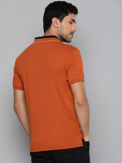 Levi's Men's Polo Collar Rust Red T-shirt With Minimal Applique Detail