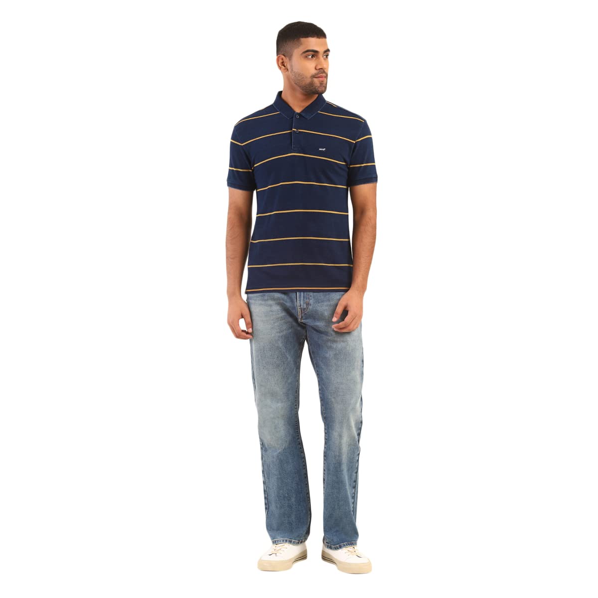 Levi's Men's Blue Polo Collar Cotton T-Shirt