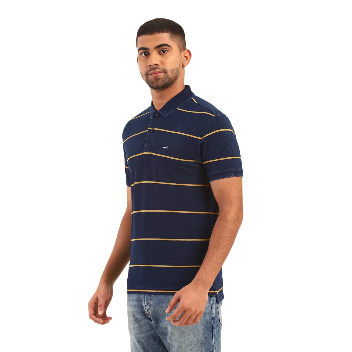 Levi's Men's Blue Polo Collar Cotton T-Shirt