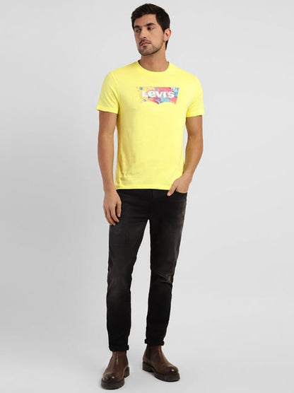 Levi's Daffodil Yellow Pure Cotton Regular Fit Logo Printed T-Shirt