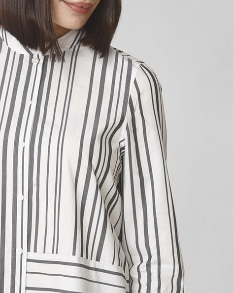 Vero Moda Striped Shirt with Band Collar