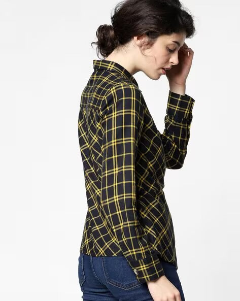 ONLY Checked Shirt with Cinched Waist