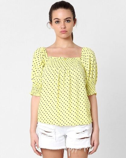 ONLY Micro-Dot Print Square-Neck Top