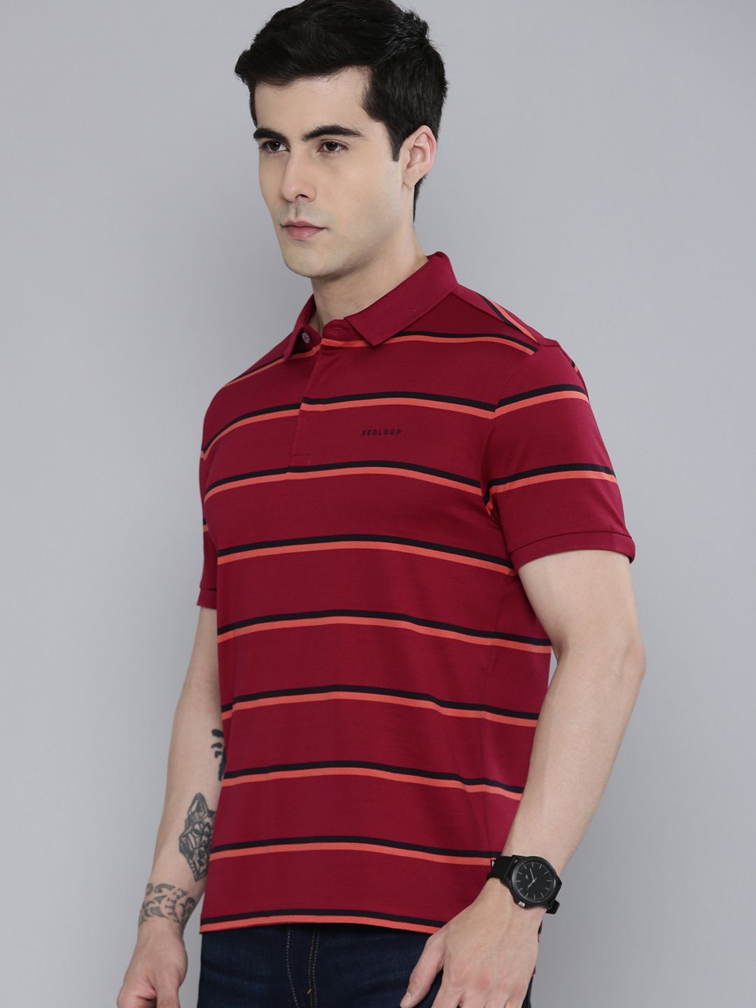 Levi's Men's Striped Polo Collar Pure Cotton T-shirt