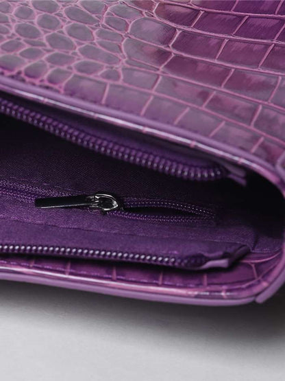 Women Purple Textured Structured Sling Bag