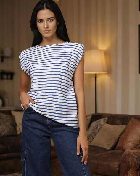 Vero Moda Striped Round-Neck T-Shirt