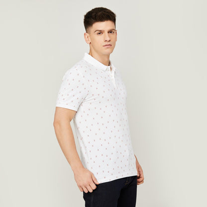 Levi's Men Printed Regular Fit Polo T-shirt White