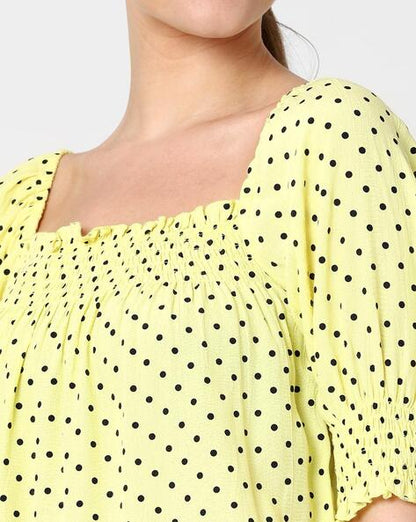 ONLY Micro-Dot Print Square-Neck Top