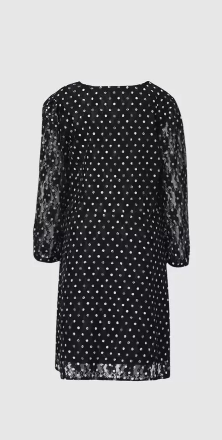 ONLY Girl Black Polka Dot Printed A-Line Dress