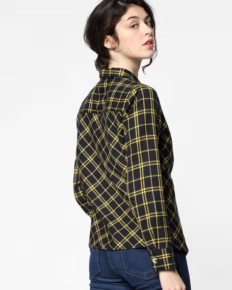 ONLY Checked Shirt with Cinched Waist