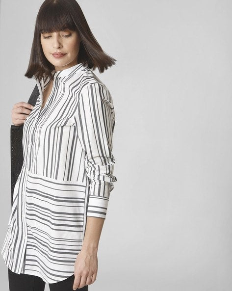 Vero Moda Striped Shirt with Band Collar