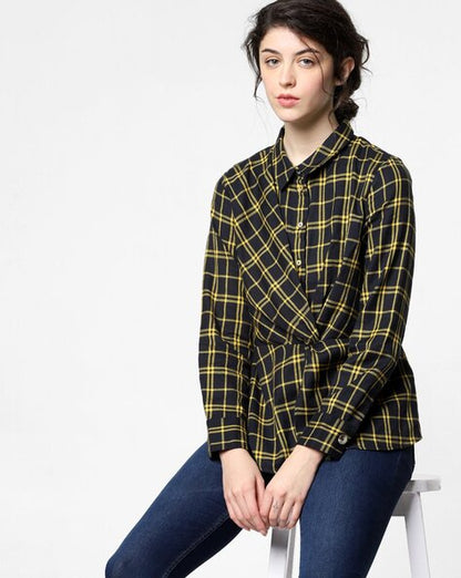 ONLY Checked Shirt with Cinched Waist