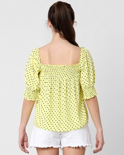 ONLY Micro-Dot Print Square-Neck Top