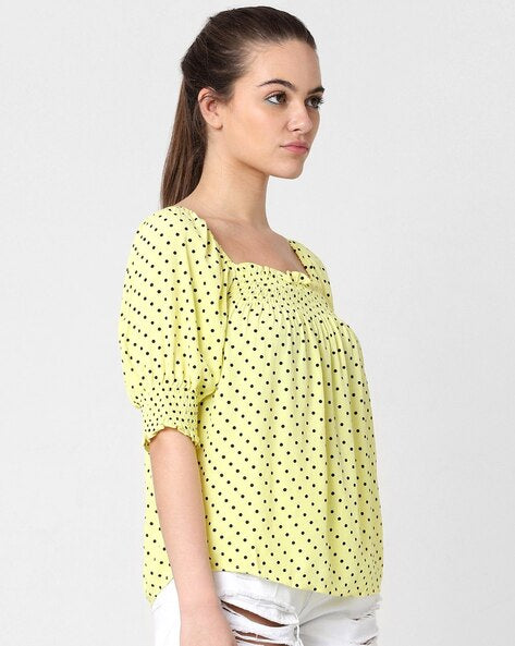 ONLY Micro-Dot Print Square-Neck Top