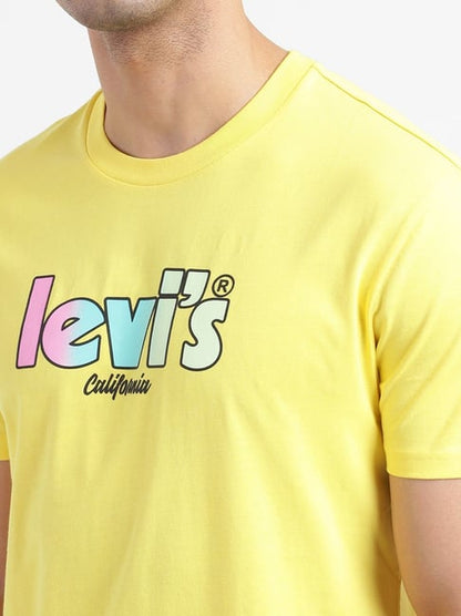 Levi's Lemon Yellow Regular Fit Logo Printed T-Shirts