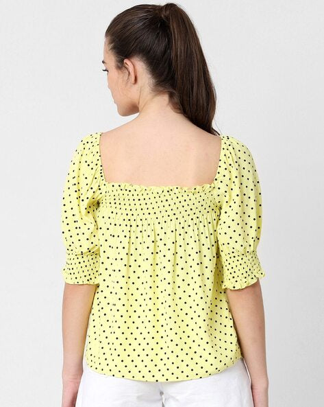 ONLY Micro-Dot Print Square-Neck Top