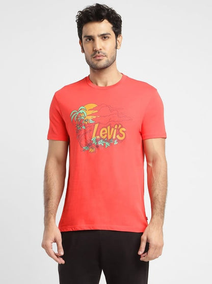 Levi's Zinnia Red Pure Cotton Regular Fit Printed T-Shirts