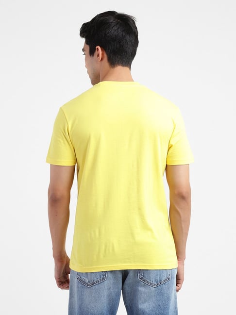 Levi's Lemon Yellow Regular Fit Logo Printed T-Shirts