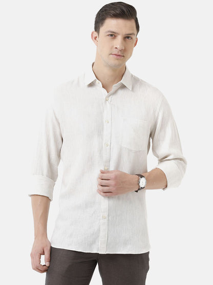 Men's Pure Linen Natural Solid Contemporary Fit Full Sleeve Sleeve Casual Shirt