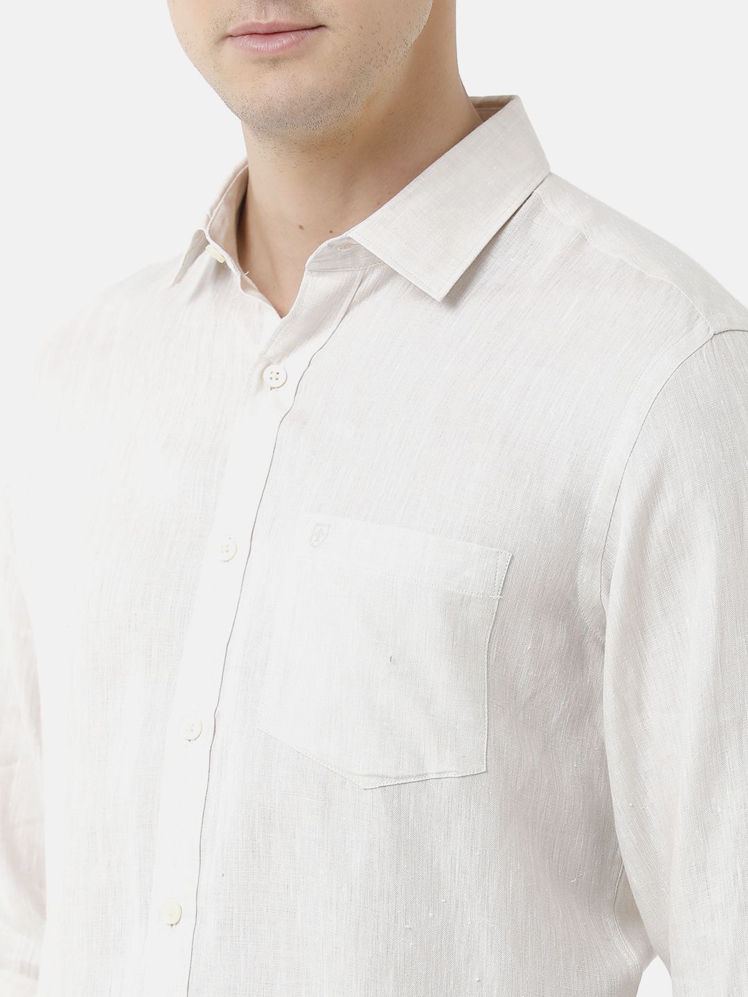 Men's Pure Linen Natural Solid Contemporary Fit Full Sleeve Sleeve Casual Shirt