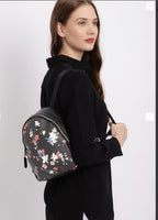 Women Black Printed BackPacks