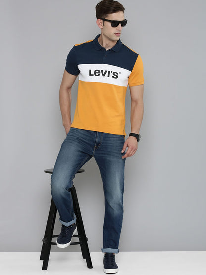 Levi's Men Brand Logo Printed Polo Collar Pure Cotton T-shirt