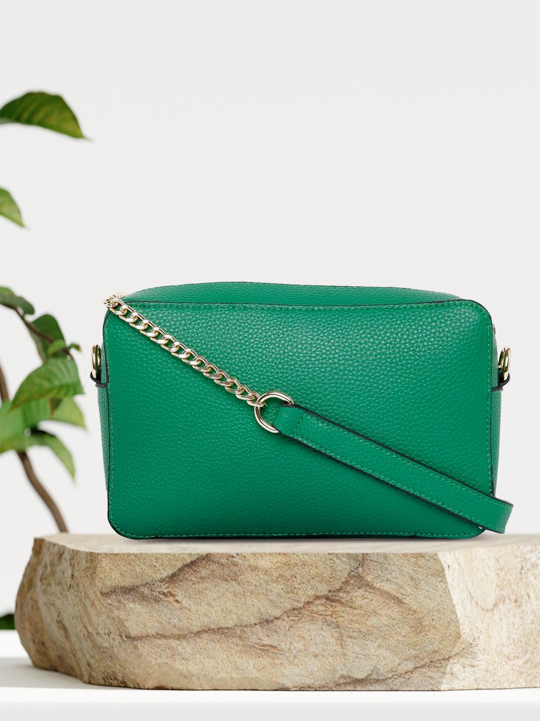 Green Pu Half Moon sling Bag