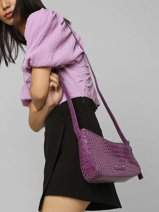 Women Purple Textured Structured Sling Bag