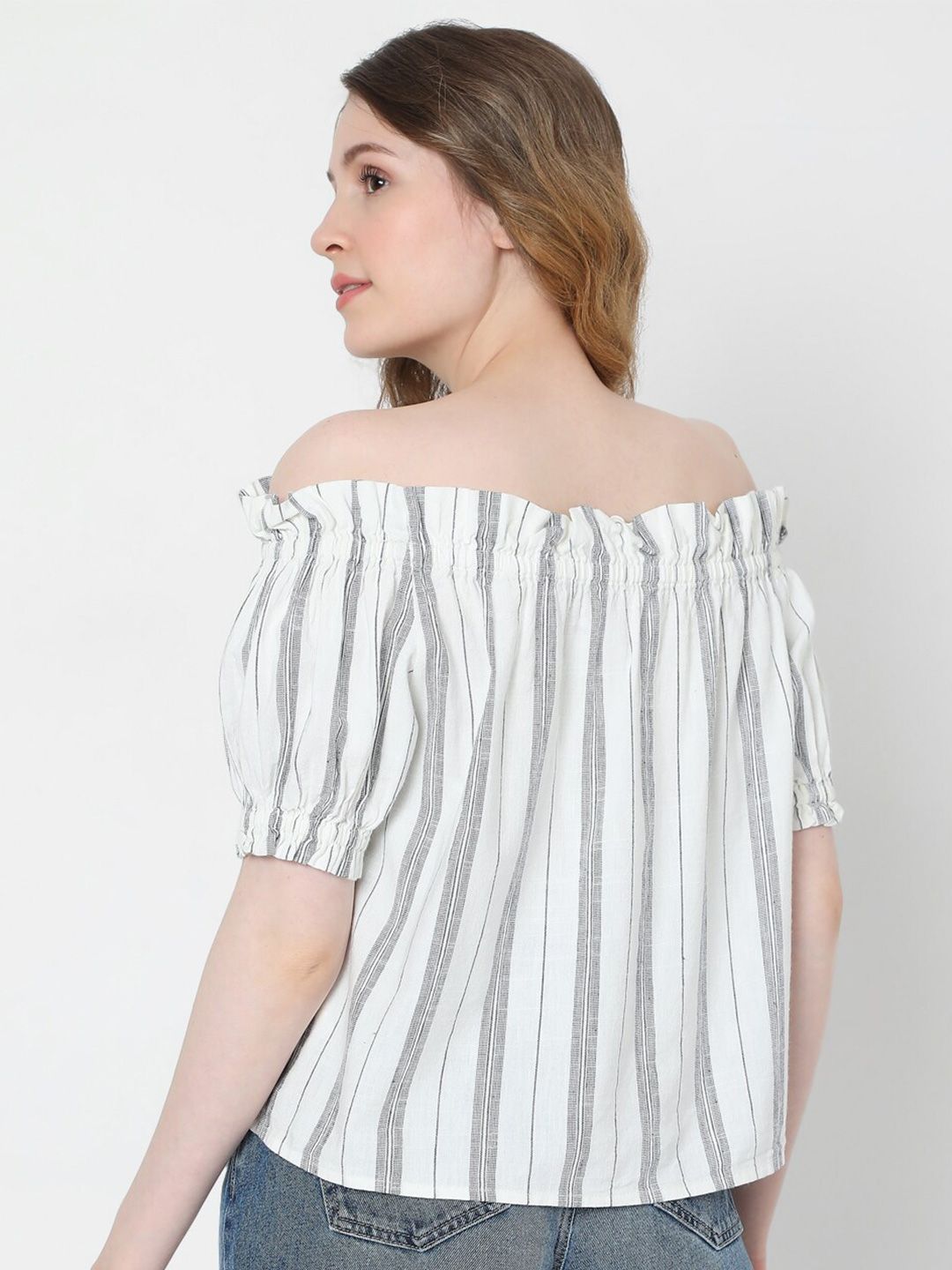 Women's Stripped Off-Shoulder Top