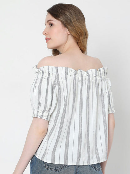 Women's Stripped Off-Shoulder Top