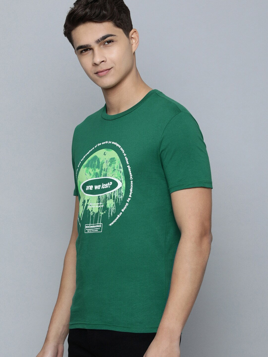 Levi's Men Printed Round Neck Pure Cotton Green T-Shirt