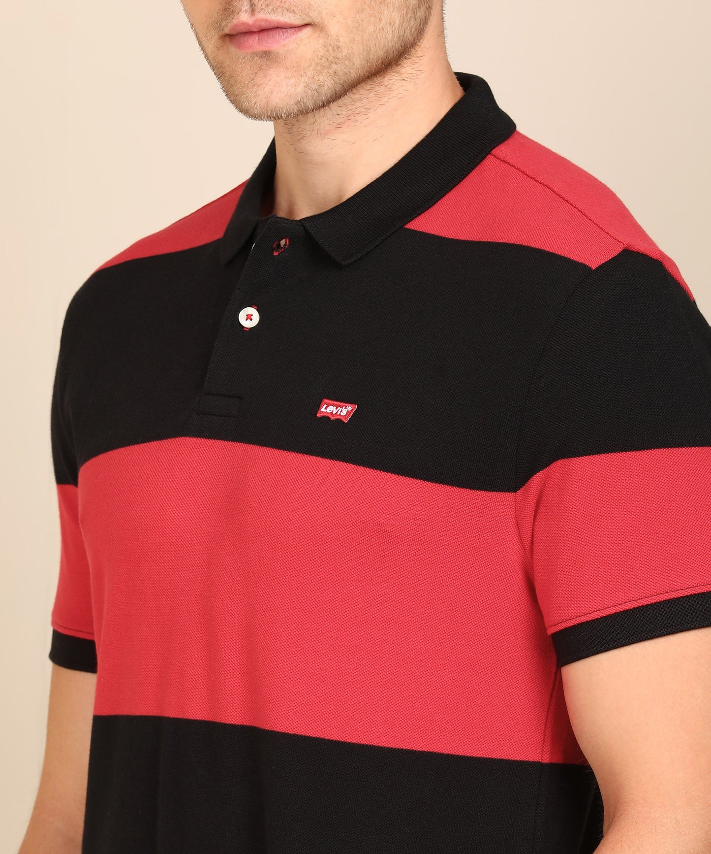 Levi's  Men Color block Polo Neck Reversible Pure Cotton Red T-Shirt