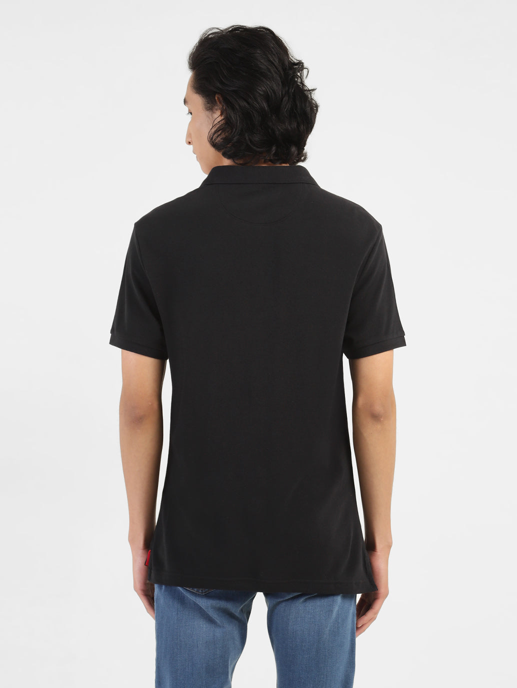 Levi's  Men Solid Polo Neck Pure Cotton Black T-Shirt