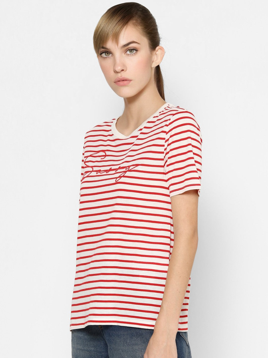 Only Mars Red & White Striped T-Shirt