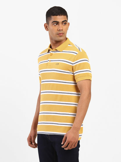 Levi's Tinsel Yellow Striped Men's Polo Cotton T-Shirt