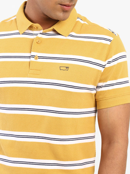 Levi's Tinsel Yellow Striped Men's Polo Cotton T-Shirt