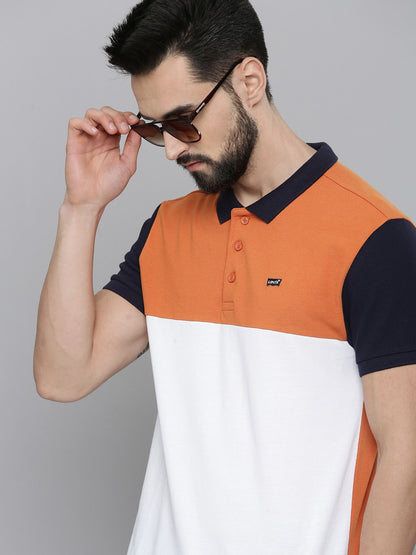 Levi's Men Regular Fit Color block Cotton Polo T-Shirt