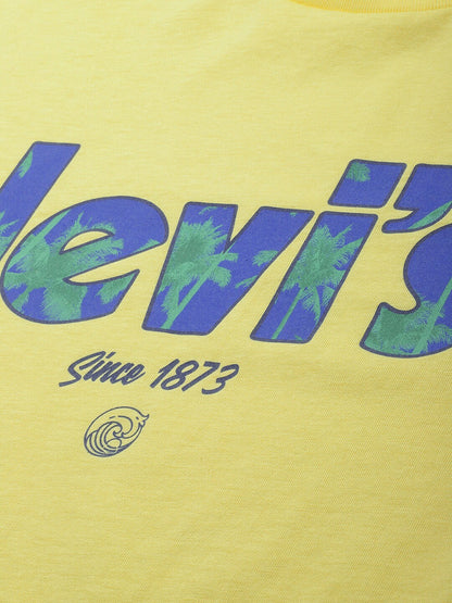 Levi's Men Typography Round Neck Pure Cotton Yellow T-Shirt